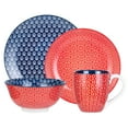 thumbnail image 2 of Dowan Vibrant Joy 4-Piece Ceramic Dinnerware Set, Single Served Plate Set, Porcelain  Platters, Soup Bowl &Coffee Mug, Red & Blue Combo, 2 of 5