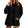 thumbnail image 3 of Womens Fleece Long Sleeve Tops Dqueduo Women's Winter Solid Color Long Sleeve Fleece Lined Warm Top With Pockets Black L Fleece Lined Tops, 3 of 9