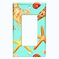 thumbnail image 2 of Metal Light Switch Wall Plate Outlet Cover (Colorful Ocean Crab Star Fish Sea Shell Teal - Single Rocker), 2 of 2