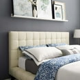 thumbnail image 6 of Contemporary Modern Urban Designer Bedroom Queen Size Platform Bed Frame, Fabric, Ivory White, 6 of 6