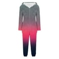thumbnail image 6 of Xdegoge Adult Onesie Pajamas Womens Fleece Gradient Zip Up Fuzzy Pjs Loungewear Sleep Pajama One Piece Hooded Funny Jumpsuits Homewear, 6 of 6