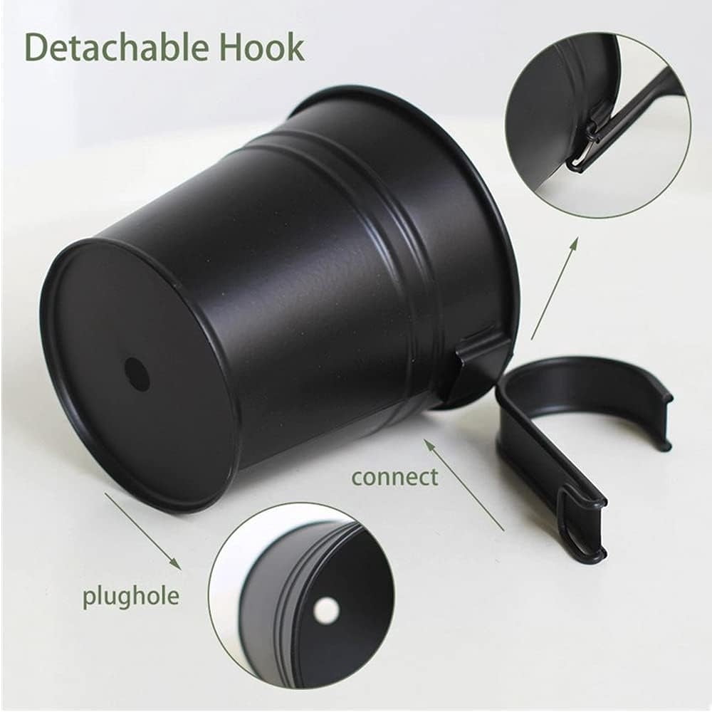 8Pcs Iron Fence Hanging Flower Pots,Metal Railing Planters,Garden Plants Planter Box,Tin Bucket Flower Holder,for Indoor Outdoor Home Office Decoration 4Inch-Black