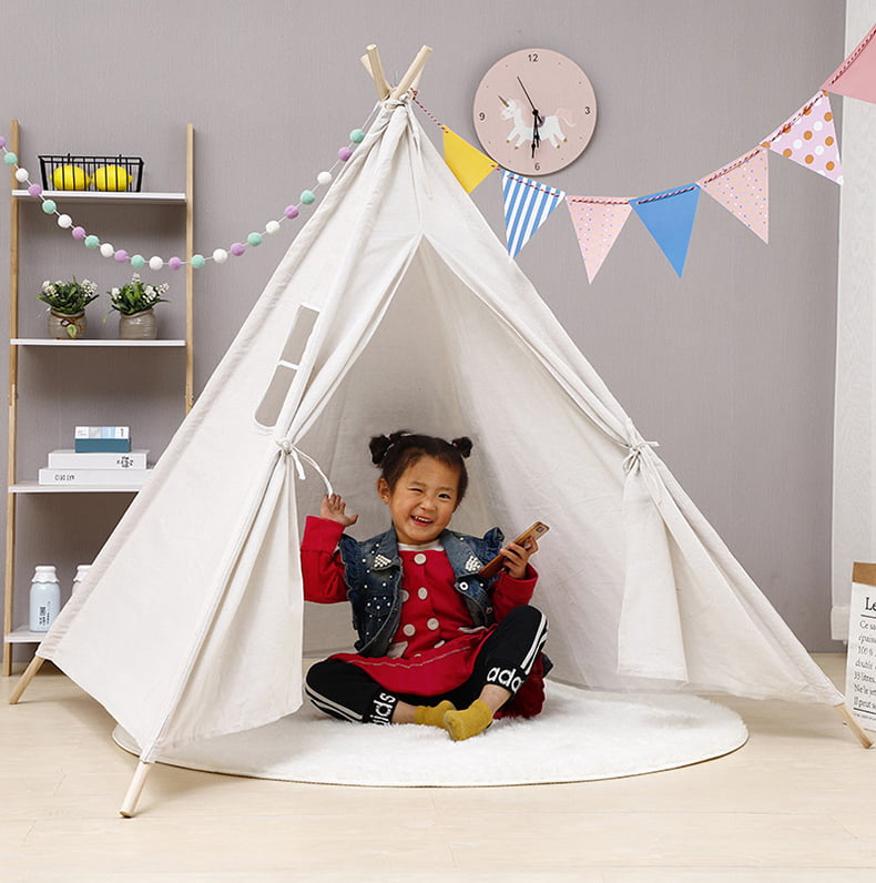 Details about   Foldable Large Canvas Children Tent Teepee Kids Wigwam Indoor Outdoor Play House 