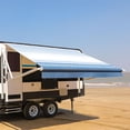 thumbnail image 1 of ALEKO Motorized Retractable RV Awning 10X8 ft Camping Vinyl Canopy Blue Stripes, 1 of 12
