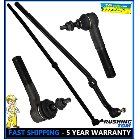 Steering End - Tie Rod End Drag Link Inner Outer Steering Set of 4 for Ram 1500 2500 3500 4WD