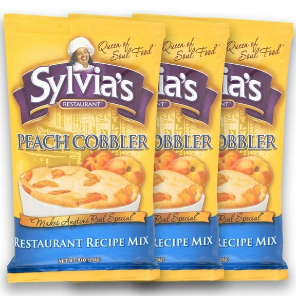 Sylvia’s Restaurant Peach Cobbler GGA1 Recipe Mix, Delicious Desserts made easy with Sylvia’s Peach Cobbler Baking Mix 9oz bag (Pack of 3)