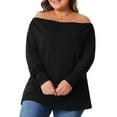 thumbnail image 2 of DARING DIVA Women's Plus Tops Basic Blouses Dolman Tops Tee Shirts 1X Black, 2 of 6