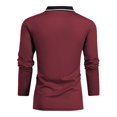 Casual Colorblock Polo Shirt Hot Pink Long Sleeve Men Polo Shirt