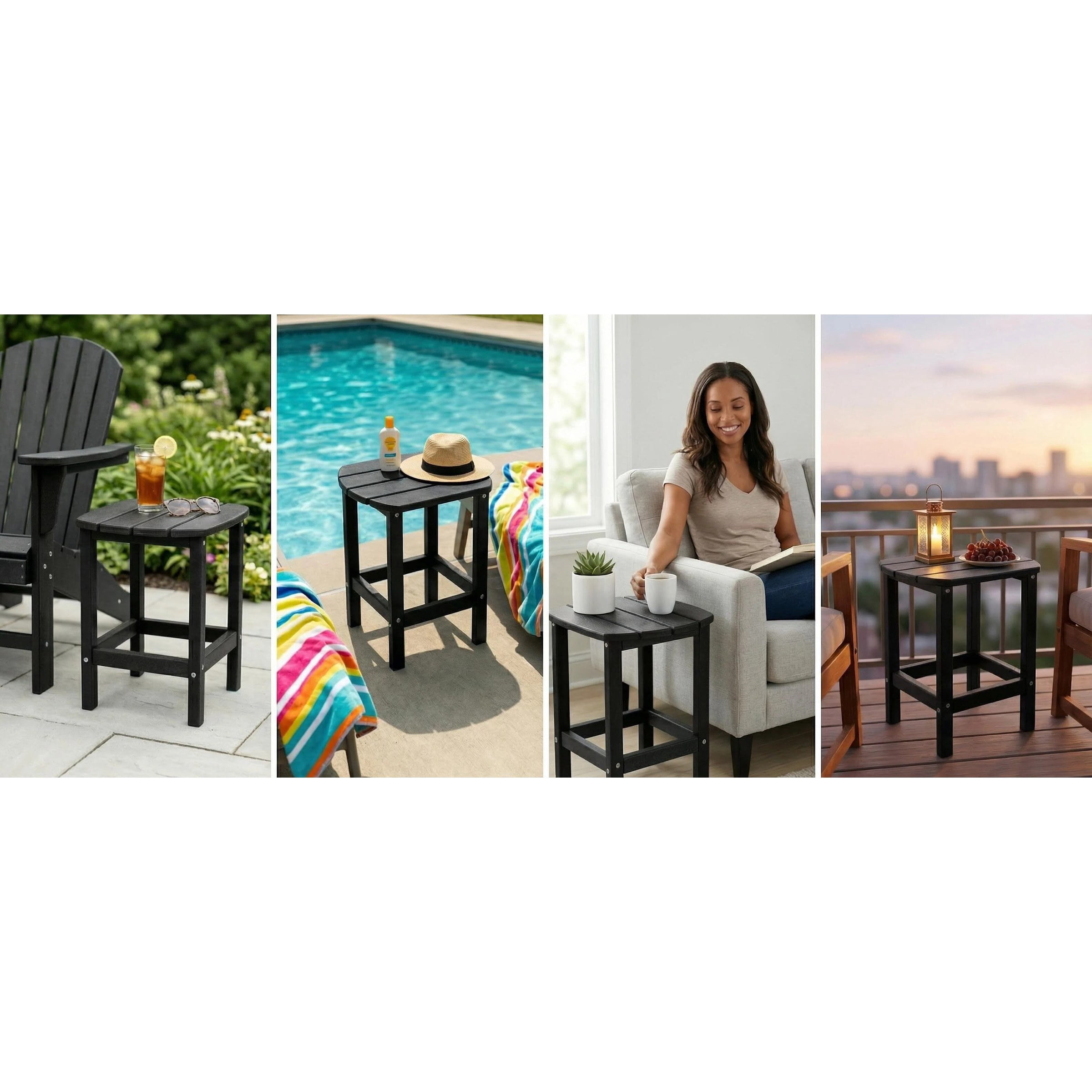 Outdoor Side Table, Patio Side Table, HDPE End Tables for Backyard Pool Porch Garden Lawn