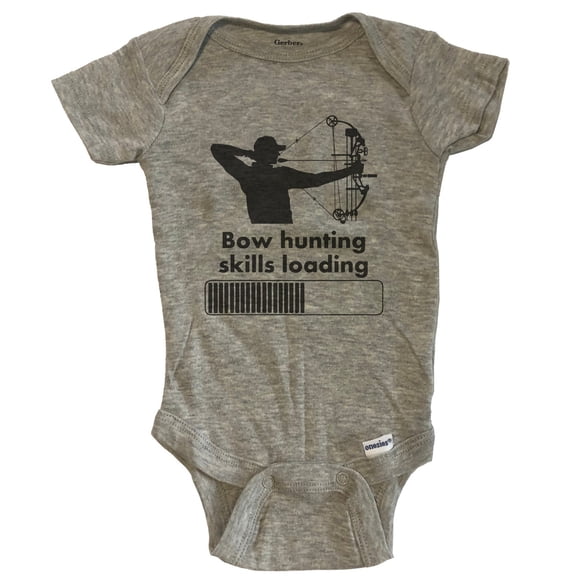 Bow Hunting Skills Loading Funny Archery Baby Bodysuit - Grey