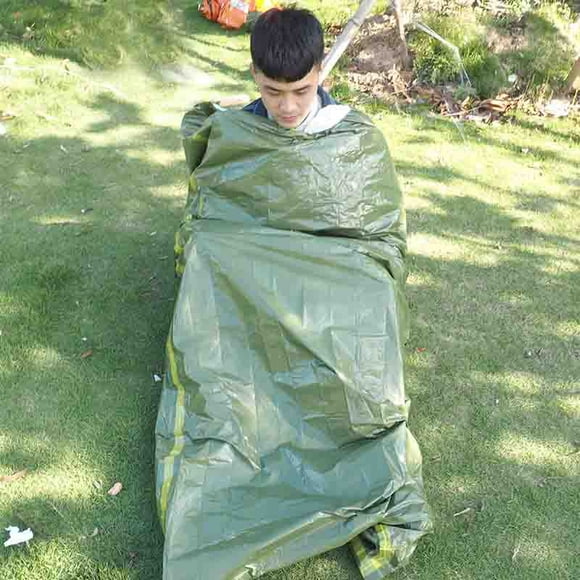 Saco de dormir de PE de color naranja, ligero y fácil de transportar, con aislamiento térmico para primeros auxilios de emergencia y rescate