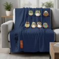 thumbnail image 2 of Cute Owls Harmony Blanket Soft Cozy Warm Throw Blanket for Couch, Plush Fuzzy Flannel Fleece Blankets for Sofa, Japanese Cartoon Birds Navy Bed Blankets Lightweight Gifts for Women, 50"x80", 2 of 9