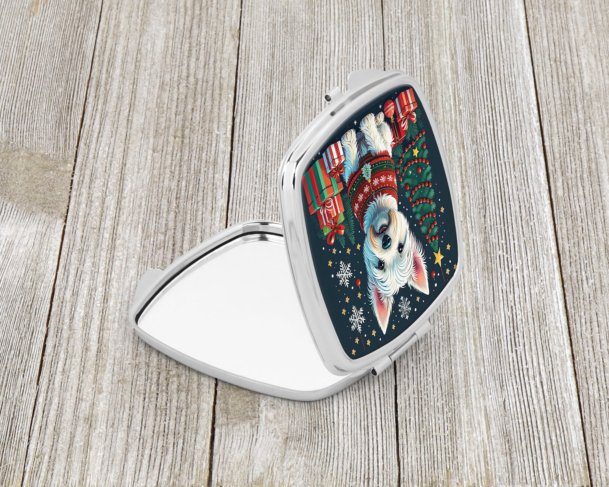 Westie Christmas Compact Mirror 2.75 in x 3 in