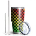 thumbnail image 2 of 30oz Rainbow Color Checkered Pattern Tumblers Stainless Steel Tumbler with Lid and Straw,Vacuum Insulated Double Wall Travel Tumbler Cups Mug with Cleaning Brush for Coffee,Tea, 2 of 7