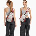 thumbnail image 6 of Sling Backpack,White Christmas Icon Pattern Sling Bag with Water Bottle Holder,Waterproof Sling Bag for Men/Women with Headphone Jack for Hiking,Travel, 6 of 6
