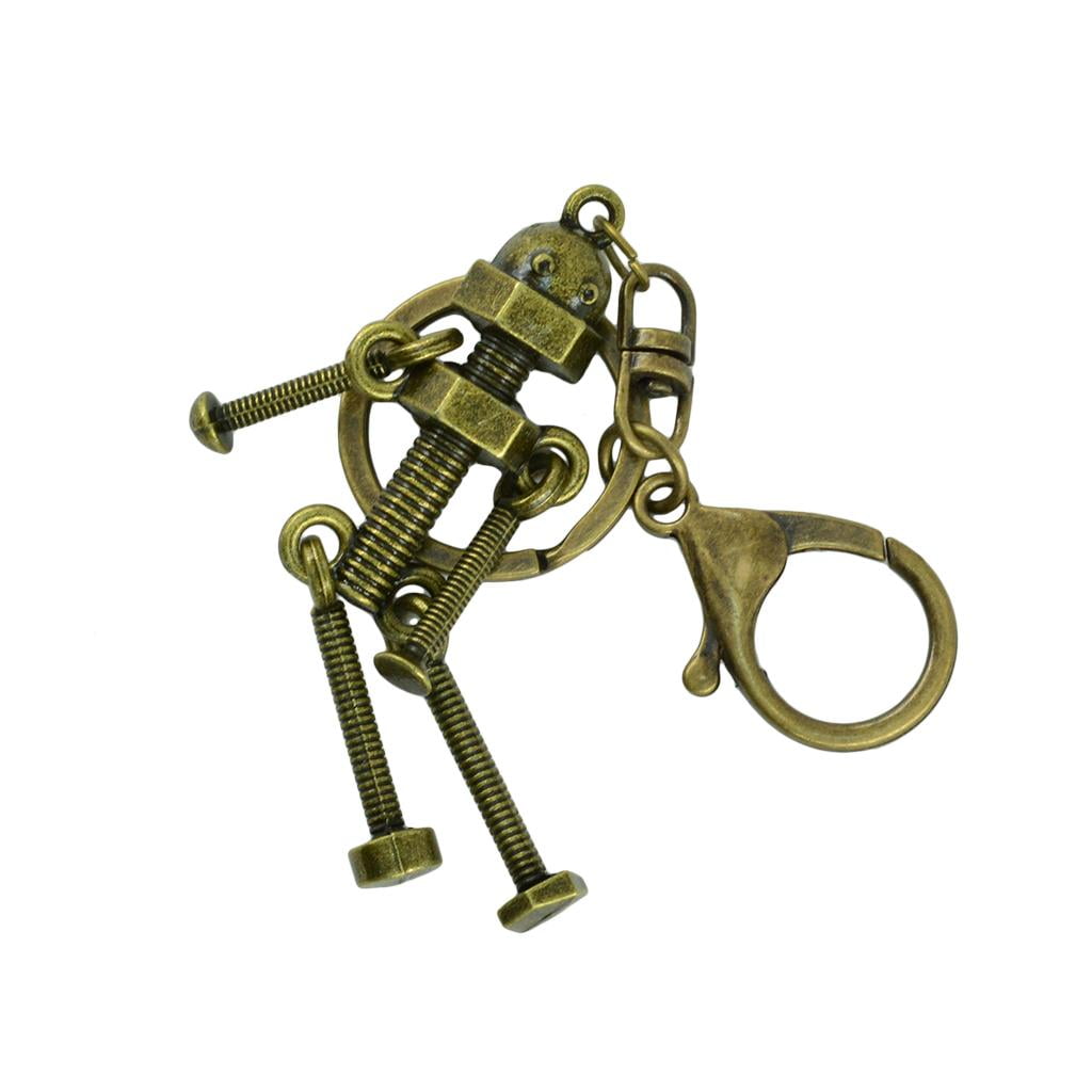 Novelty New Steampunk Lobster Screw Robot Pendant Key Ring Clips Keychain 