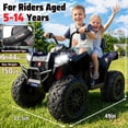 thumbnail image 4 of TOYBSNR 24V Kids ATV, 2-Seater 4WD Ride on Toys for Big Kids Ages 5-14, XXXL Powered Ride on Electric Car, 4 Wheeler with EVA Tires, Bluetooth, Music, Spring Suspension, Max 7.5MPH, Black, 4 of 8