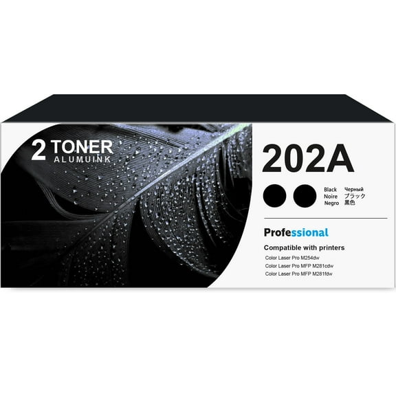202A CF500A Toner Cartridge Balck 2-Pack Compatible for HP 202A CF500A Toner Cartridges for Color Laser Pro M254, Color Laser Pro MFP M281 Series Printer