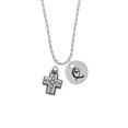 thumbnail image 2 of Delight Jewelry Silvertone Large Southwestern Antiqued Cross Silvertone Script Initial Disc - Q - Charm Necklace, 20"+3", 2 of 4