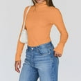 thumbnail image 5 of Women's Ribbed Turtleneck Sweater Slim Fit Long Sleeve, Fall Fashion Basic Casual Pullover Top Orange 2XL, 5 of 7
