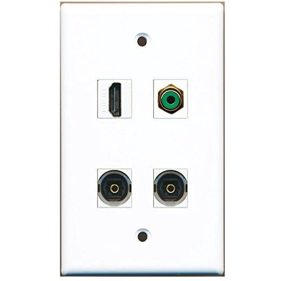 RiteAV - 1 Port HDMI 1 Port RCA Green 2 Port Toslink Wall Plate