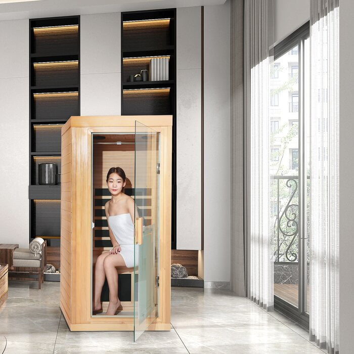 KUNSANA One Person Infrared Sauna Room, Far Infrared Sauna Room for Home,8 Low EMF Heaters