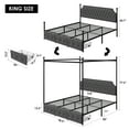 thumbnail image 3 of Homfa King Canopy Bed Frame for Bedroom with Drawer, Modern Platform Bed with Button Tufted Upholstered Headboard, Canopy Bed Curtain Not Included, Dark Gray, 3 of 10