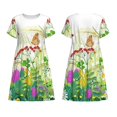 thumbnail image 3 of Bixox Robe d'Été à Manches Courtes pour Femmes Robe Ample Longueur Genou avec Poches-Plantes et Insectes, 3 of 7