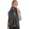 thumbnail image 2 of Bufanda y chal envolvente de pashmina acrílica de mezcla de cachemira de lana suave para mujer - Gris oscuro brillar Electrónica, 2 of 5