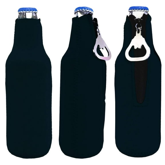 Big Ol' Zipper Beer Bottle Cooler Sleeve with Bottle Opener