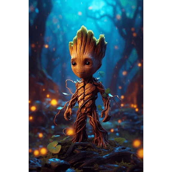 DIY 5D Round Full Drill Art Perfect for Relaxation and Home Wall Decor,Diamond Painting Kits for Adults,(Groot, 12x16inch)