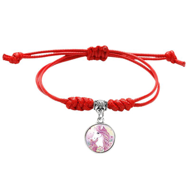 Cartoon Twisted Unicorn Bracelet Bangle Leather Wristband Handmade Jewelry Gifts 