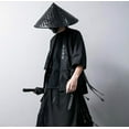 thumbnail image 5 of Techwear Harajuku Matte Black Tee Japanese Samurai T-Shirt Kanji Embroidery Shirt, 5 of 5