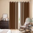 thumbnail image 3 of Kitchen Curtains 84 Inch Length 2 Panels, Brown Beige Striped Grommets Window Treatment Curtain, Modern Farmhouse Retro Lines Thermal Curtains Drapes for Living Room/Bathroom, 3 of 9