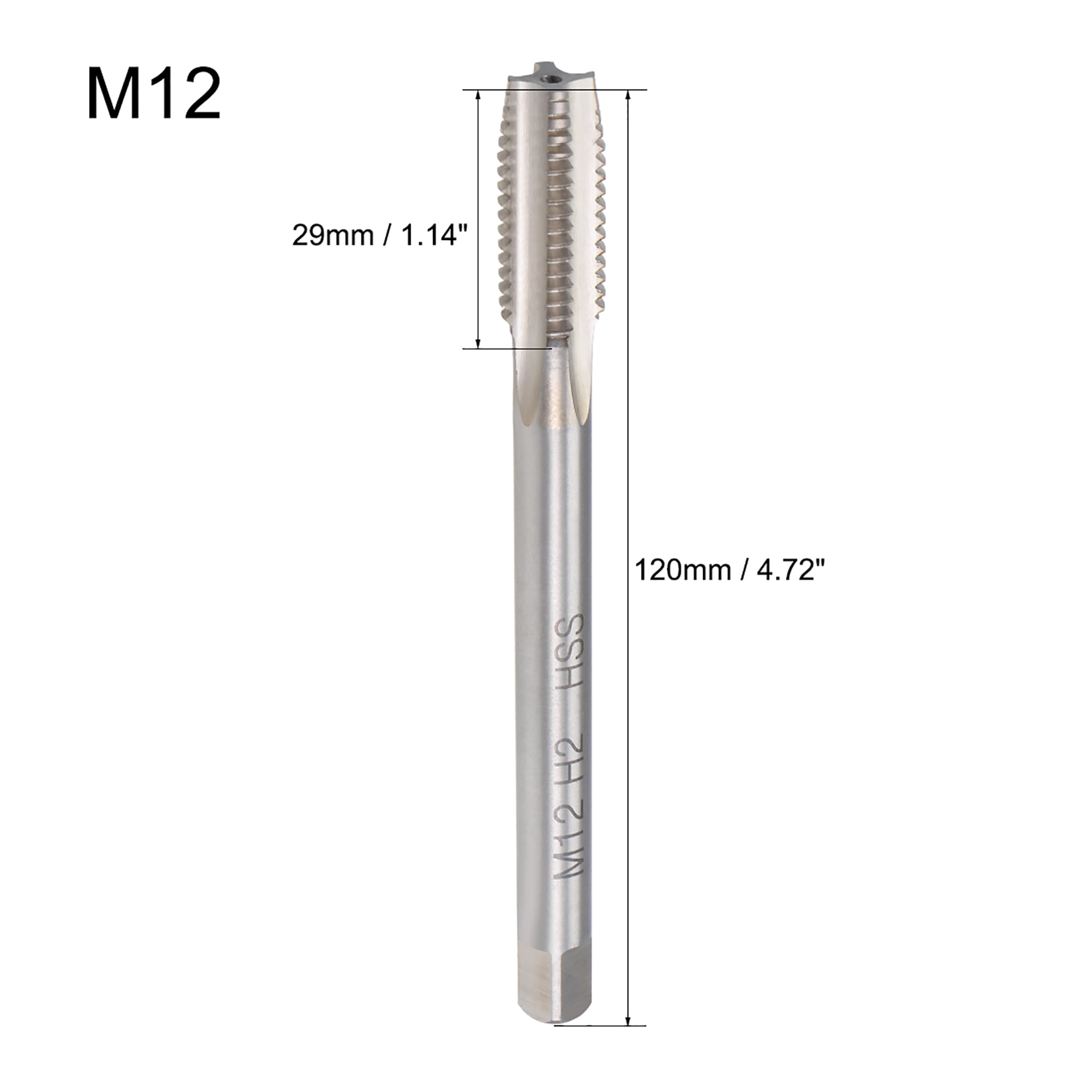 Metric Machine Tap M12 Thread 1.75 Pitch H2 Accuracy 4 Flutes High Speed Steel