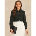 thumbnail image 2 of DARING DIVA Women's Eyelet Hallow Out Lace Sheer Button Down Shirt L Black, 2 of 6