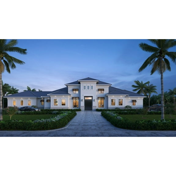 013-3394: Contemporary Mediterranean 4 Bed, 4 Bath Luxury Home Plan, 3394 Sq Ft: Full Blueprints with License to Build by Home Plan Marketplace - Lesuto