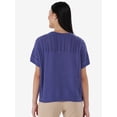 thumbnail image 4 of Time and Tru Women's Mixed Knit Sweater with Short Sleeves, Lightweight, Sizes XS-XXXL, 4 of 5