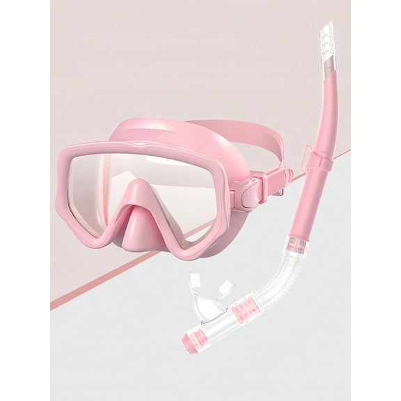 2-Piece Adult Snorkel Set, Anti-Fog Tempered Glass Mask & Semi-Dry Tube, Mint Green