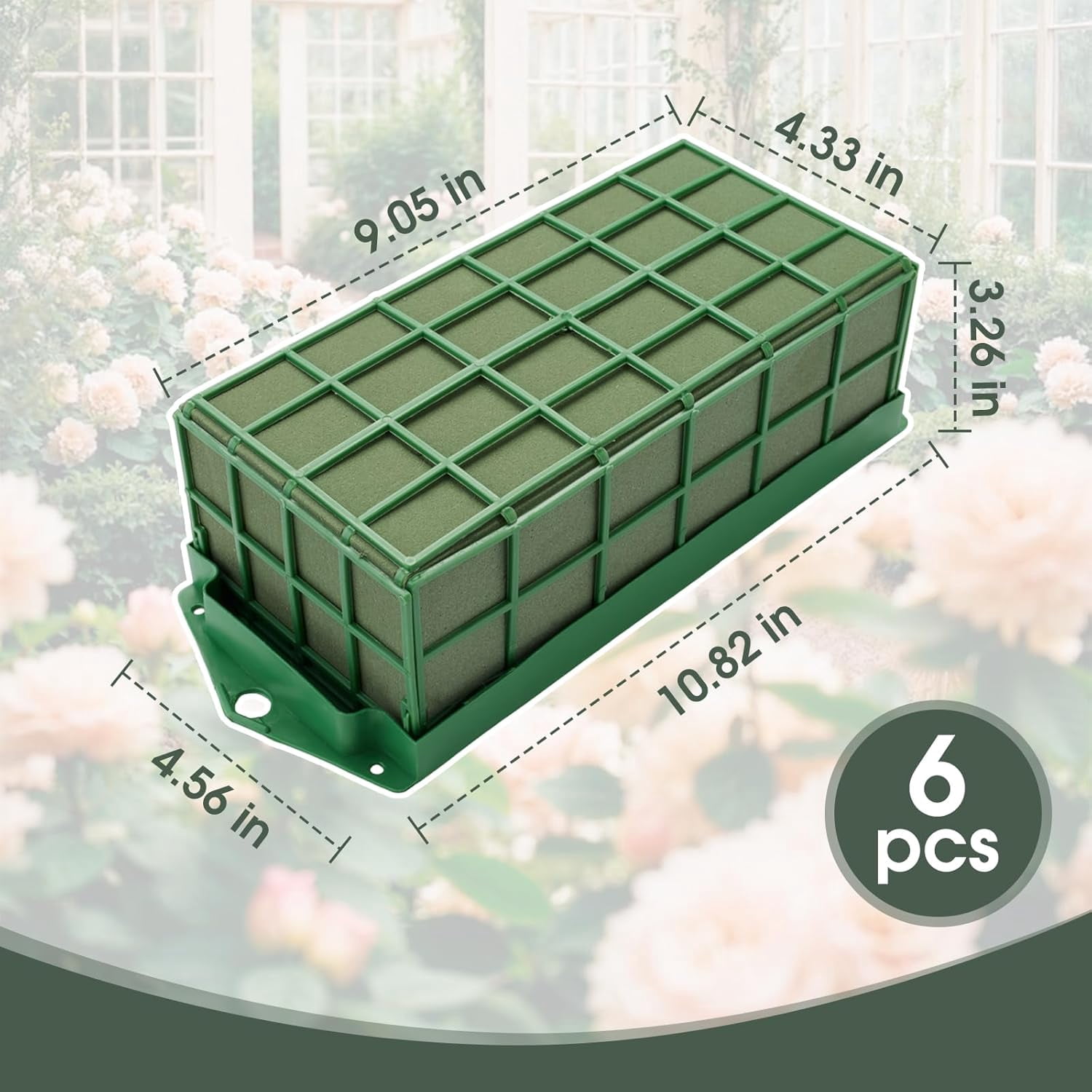 Wet & Dry Green Floral Cage for Fresh or Artificial Flowers, Weddings, Birthdays, Parties, Home Decorations – 6PCs Floral Foam Cage