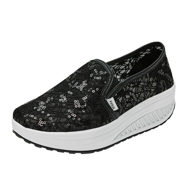 Chaussures pour Femmes Chaussures pour Femmes à Talons Compensés Peu Profonds Chaussures à Bascule Chaussures de Marche Décontractées à Semelles Épaisses Chaussures de Sport