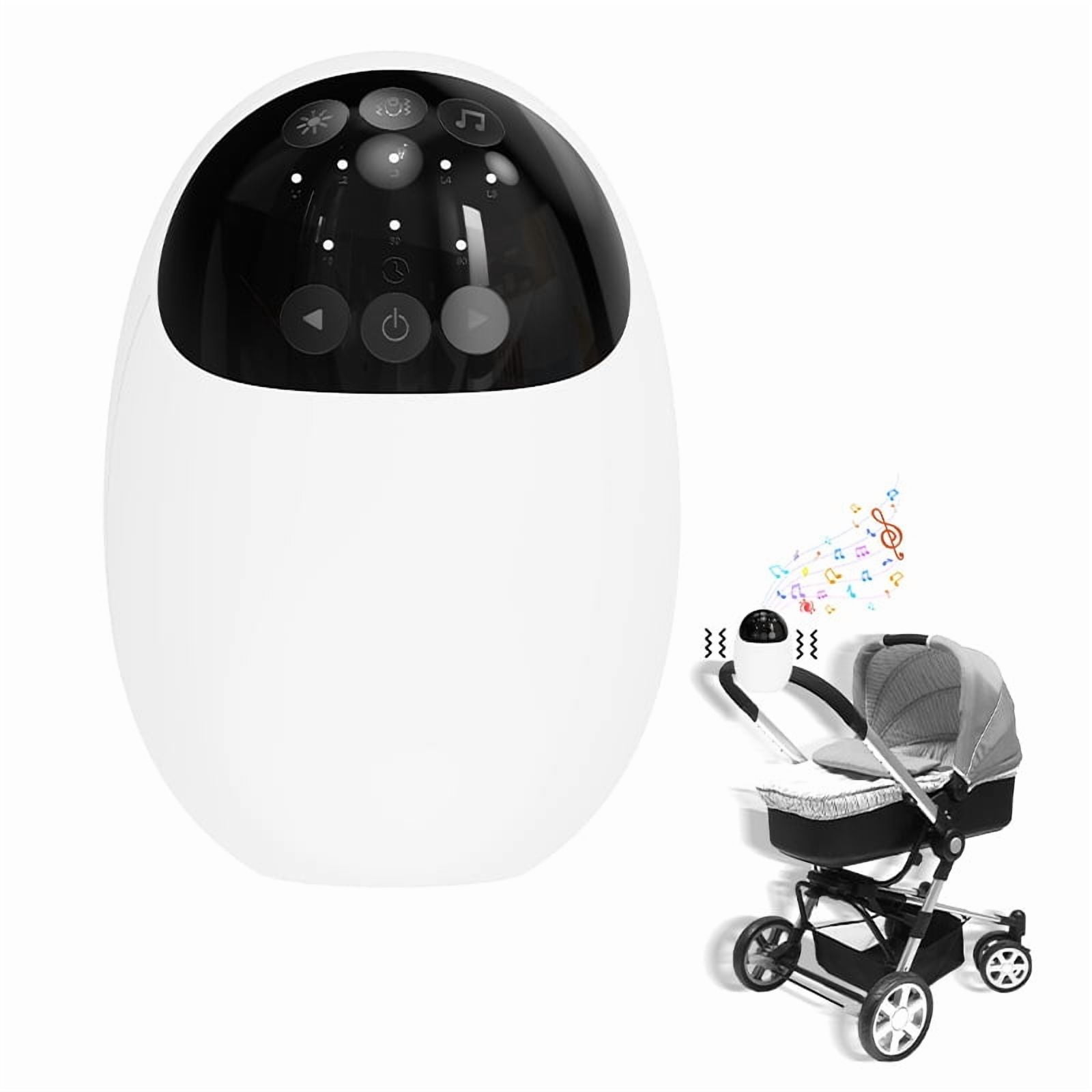 Rechargeable Soother with Adjustable Speed and White Noise Adjustable Speed Soother Aid Portable Strollers Pushchair Rocker Rechargeable Rocker, White