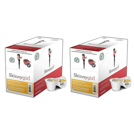 Skinnygirl Coffee Pods, Breakfast Blend, Light Roast Coffee in Single Serve Pods for Keurig K Cups Brewers, 24 Count Per Box, 2 Boxes