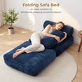thumbnail image 4 of Neche Boneless Folding Sofa Bed Chair, Single Corduroy Convertible Sleeper Sofa with Pillow, Back Support for Living Room & Bedroom, Navy, 4 of 10