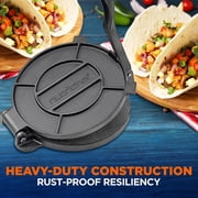 NutriChef Cast Iron Tortilla Press 8'' Inch Heavy-Duty Tortilla Maker, Flour Tortilla Press, Black