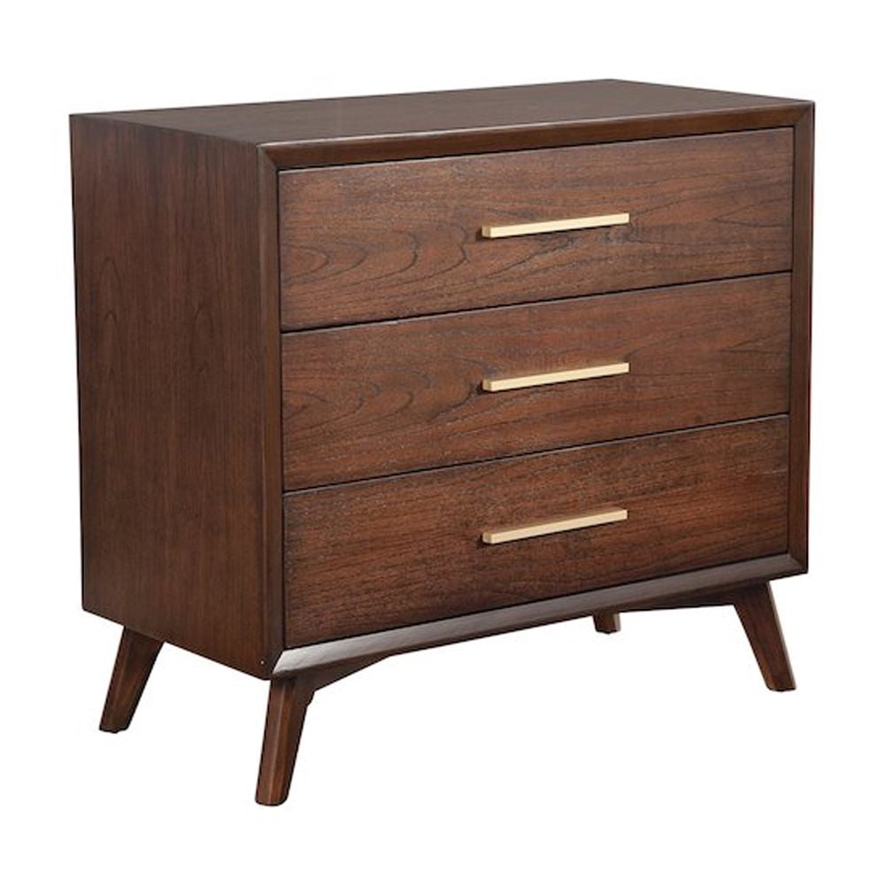Alpine Furniture Gramercy 3 Drawer Small Wood Chest in Walnut (Brown)