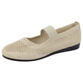 thumbnail image 3 of Domuza Women's Mary Jane Casual Comfortable Hollow Out Knitted Flats Shoes,Fashion Mesh Walking Beach Shoes Lightweight Breathable Slip-On Shoes Beige 7.5（EU-39）, 3 of 4
