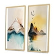 thumbnail image 3 of Designart "Blue and Grey Mountain Lake Reflections II" Landscape Mountains Framed Wall Art Set Of 2 - Traditional Blue Framed Canvas Set For Living Room Decor, 3 of 6