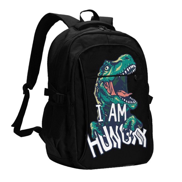 Disketp Hungry Tyrannosaurus Mochila de Viaje Estampada para Laptop con Puerto de Carga USB, Mochila Impermeable para Computadora – Regalo para Hombres y Mujeres