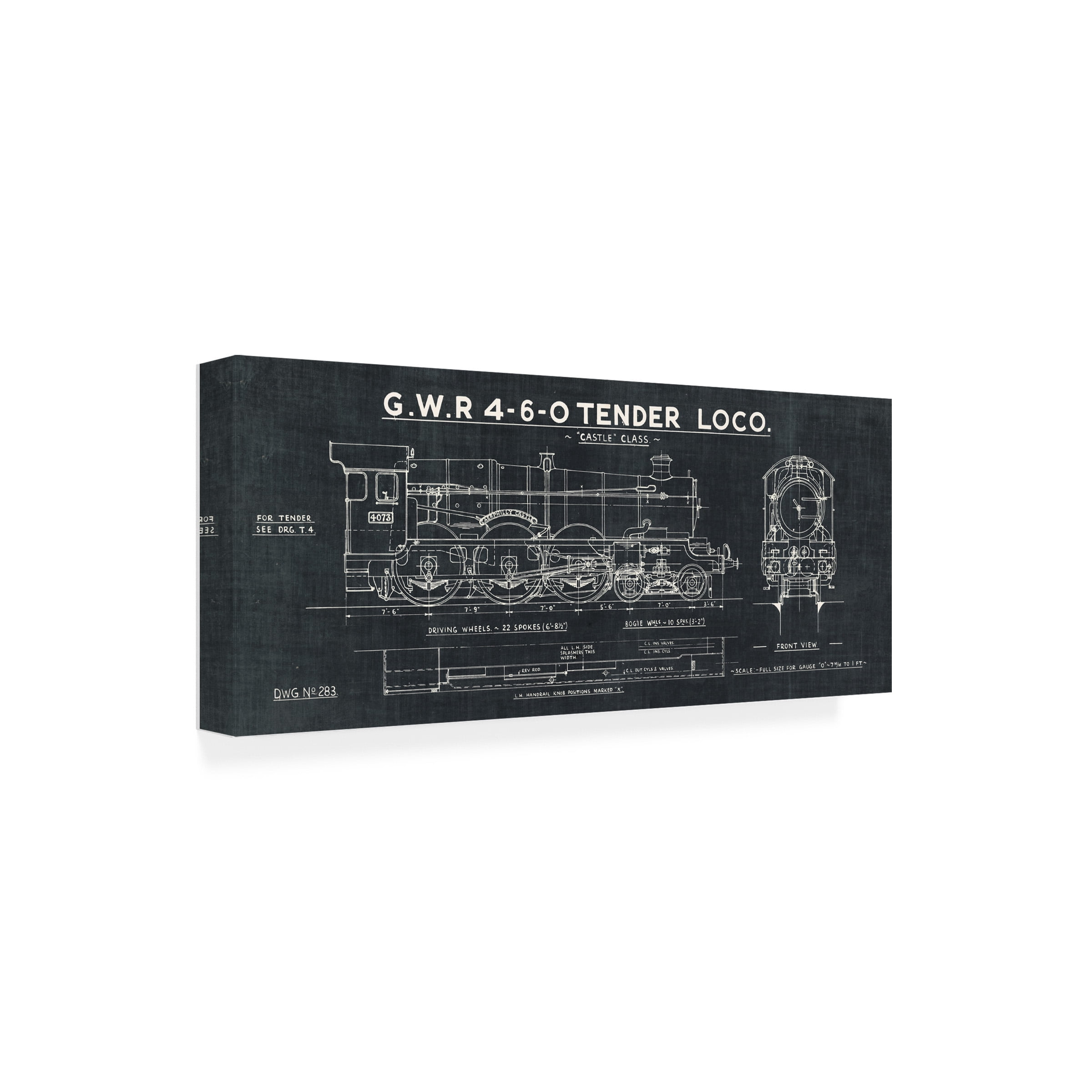 Wild Apple Portfolio 'Train Blueprint III Black' Canvas Art